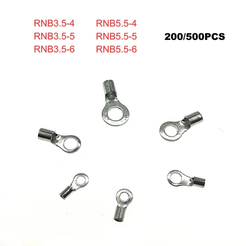 Cabo de Fiação Conector do Fio do Friso do Terminal Anel Nua Terminais Finais Cabo Elétrico nu Rnb3.5-4rnb5.5-6 Virolas 200 – 500 Pcs