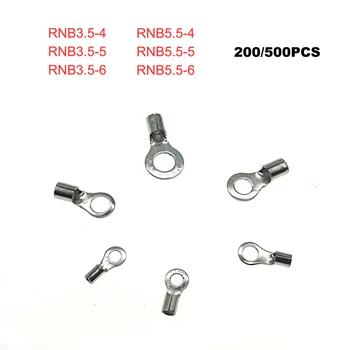 

200/500pcs Ring bare cord end terminals Electrical crimp terminal naked wire connector RNB3.5-4~RNB5.5-6 wiring cable ferrules