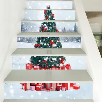 

2018 Merry Christmas Wall Stickers Removable Xmas Paredes Windows Door Christmas Staircase Stickers Decorations
