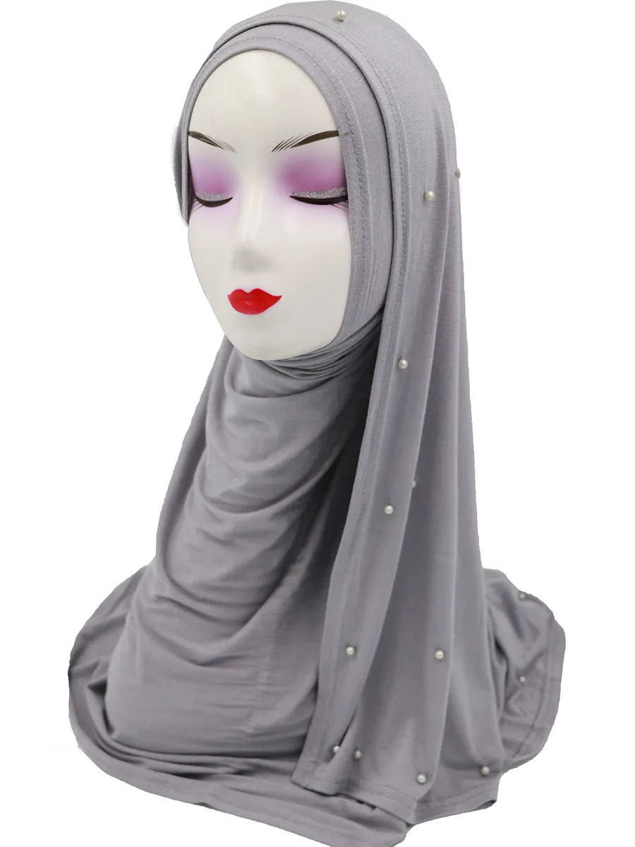 Красивый однотонный модал длинный шарф для мусульманки исламский головной убор 170 см