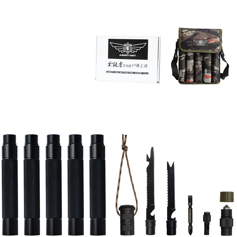 Всевышний Орел, тактическая ручка для защиты на открытом воздухе, альпеншток, туристическое снаряжение для кемпинга, многофункциональные складные инструменты, трости - Цвет: 5 Tubes set