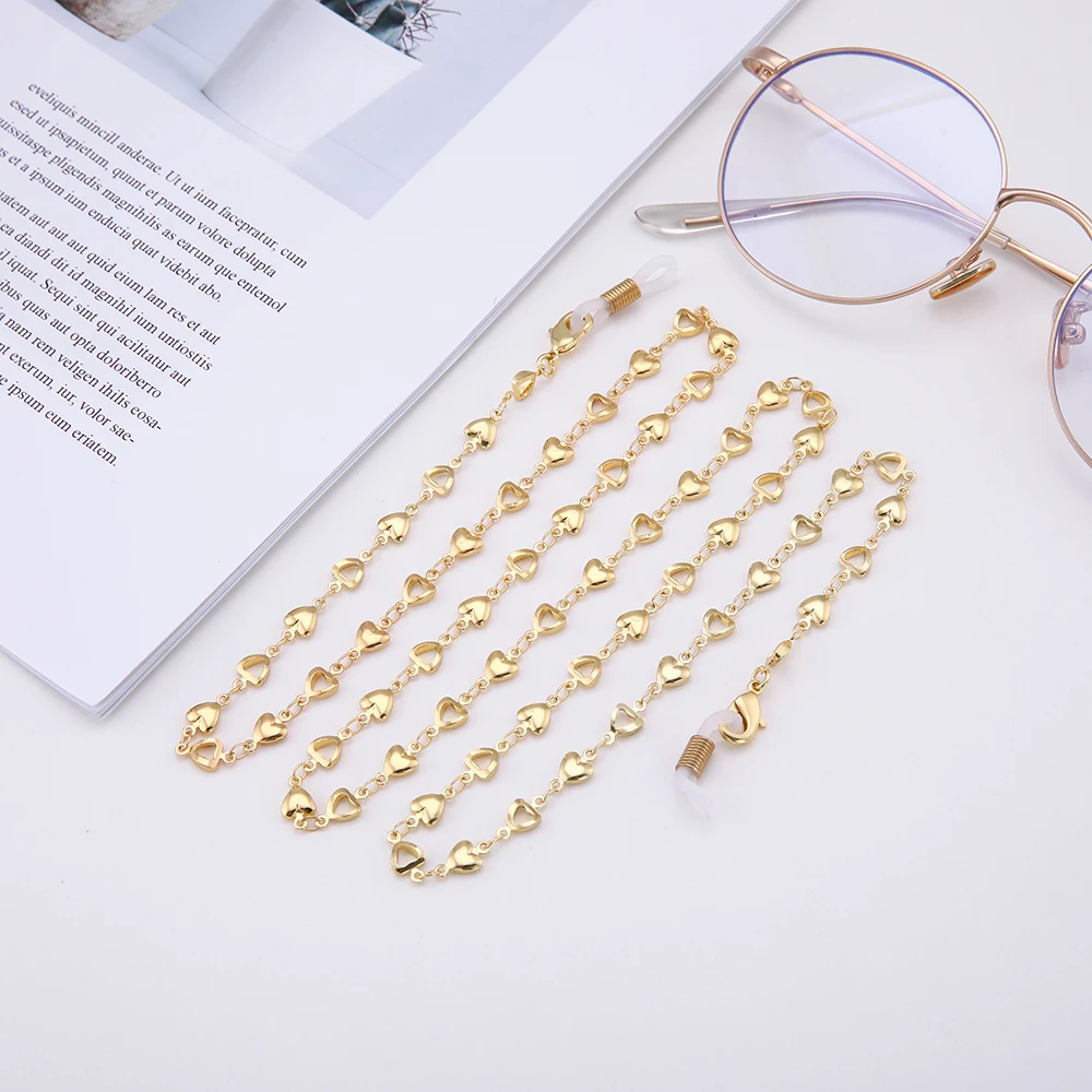 Skyrim Для женщин розовое золото/Серебристые очков солнечные очки с цепочкой чтения в форме сердца цепочка для очков Eyewears держатель шнура