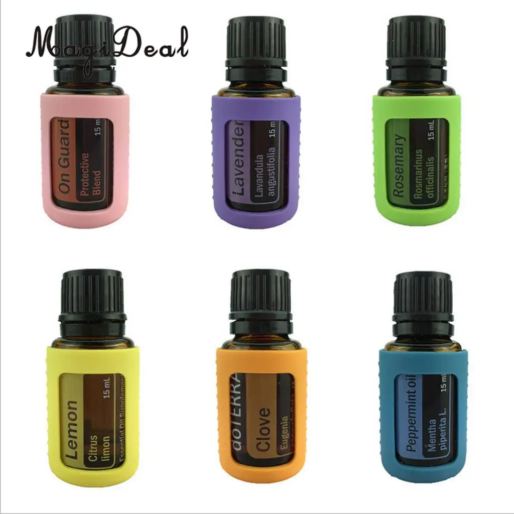 15ml Essential Oil Bottle Silicone Roller Holder Sleeve Carrying Cover Case Pink Blue Yellow Purple Green Orange