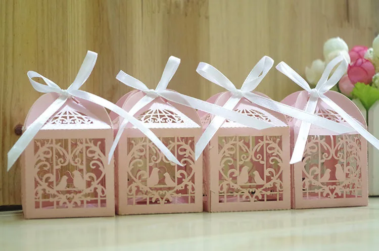 Лазерная резка Свадебные сладости любовь птицы свадебный конфеты подарки коробка 400 шт