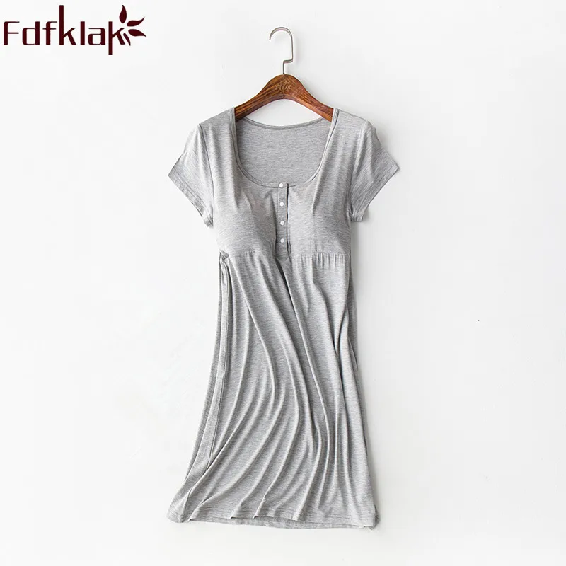 Ночная рубашка Fdfklak из модала, ночная рубашка для кормящих, летние платья для беременных женщин, ночная рубашка для кормящих F239