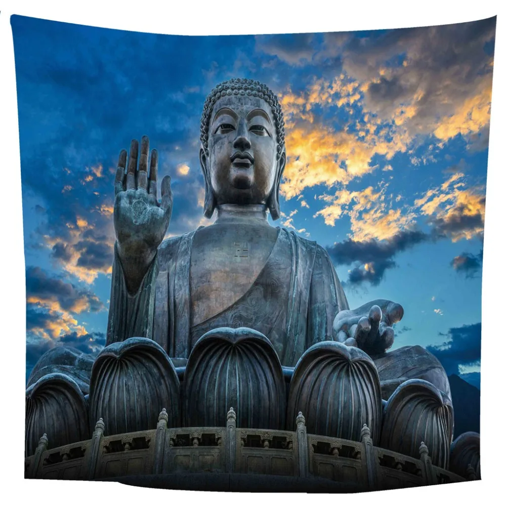 Статуя Будды, настенный гобелен с принтом, декоративное индийское покрывало "мандала", покрытие для общежития, пляжное полотенце, украшение для дома