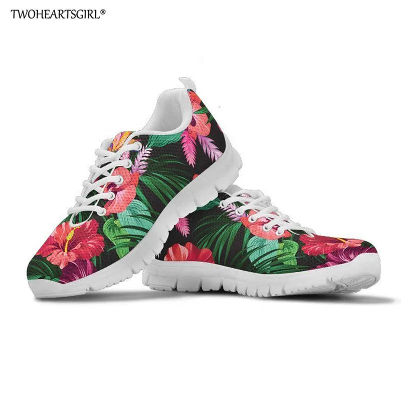 Twoheartsgirl Hibiscus Flowel Women Sneakers Hawaiian