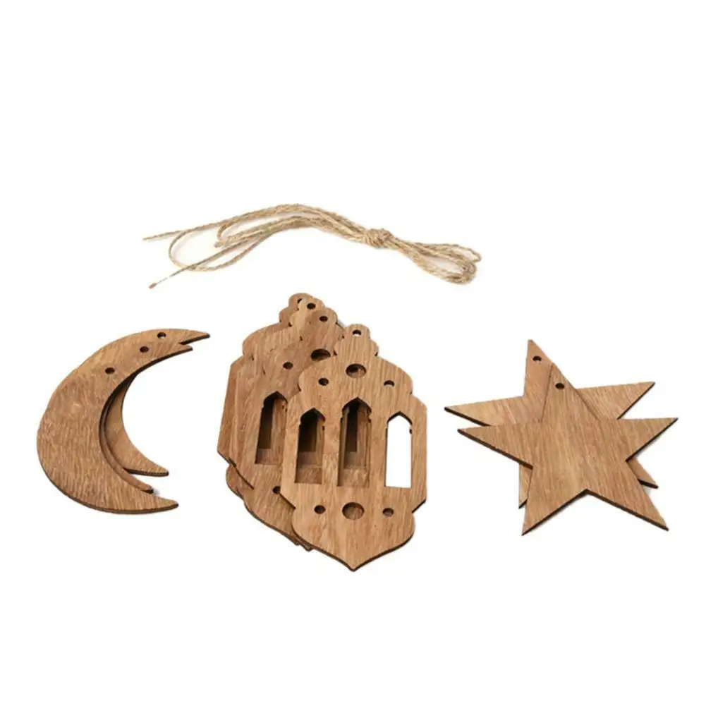 HOT 10PCS DIY Eid Mubarak Muslim Ramadan Hanging Pendant Wooden Hollow Ornament HOT 10PCS DIY Eid Mubarak Muslim Ramadan Hanging Pendant Wooden Hollow Ornament