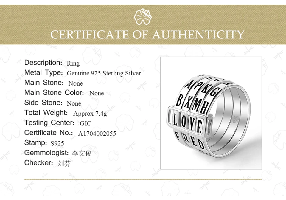 Anéis para Mulher Lotus Real Prata Esterlina Natural Artesanal Jóias Finas Anel Rotativo Pode Fazer Diferentes Palavras Bijoux Fun 925 15 High Quality Joias e Acessórios
