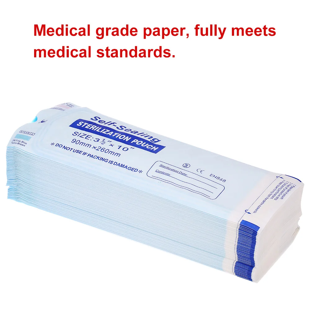200 шт./упак. самозапечатывающийся пакет для стерилизации медицинская бумага упаковочная одноразовые стоматологические татуировки сумка для хранения инструментов 260*90 мм