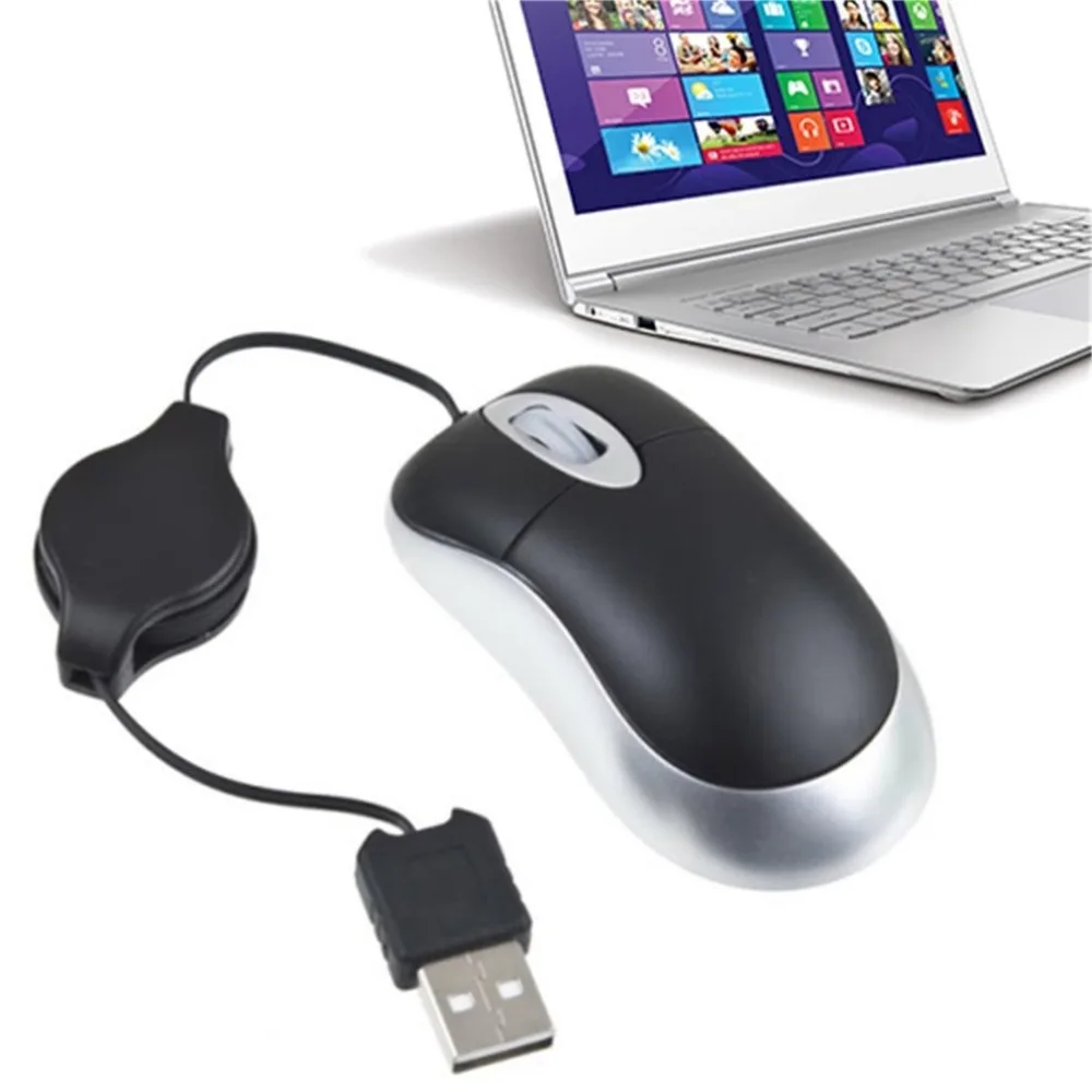 Портативный компьютер ноутбук USB 2,0/1,1 Мышь Выдвижной тонкий USB оптическая прокрутка мышь для ноутбука ПК Оптический сенсор 800 точек/дюйм