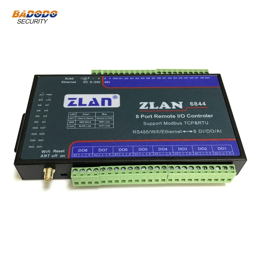 ZLAN6844 8 Channel Port Remote I/O Controller RS485 Ethernet WiFi To 8 ...