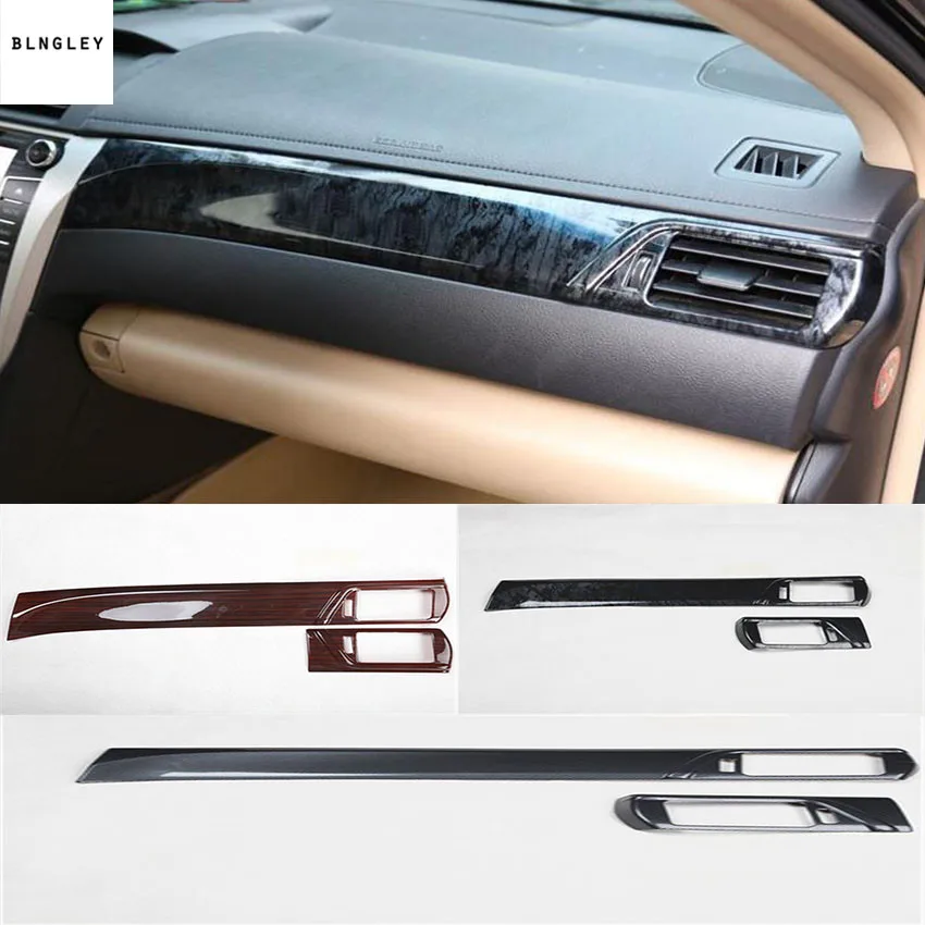 2 шт./лот ABS углеродного волокна зерна или деревянные зерна пассажирская сторона приборной панели украшения крышка для 2012- Toyota camry MK7