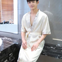 Хит, банные мужские халаты, сексуальные пижамы, одежда для сна, шелковая пижама, hombre, Халат с капюшоном, мужские купальные пижамы, без шорт