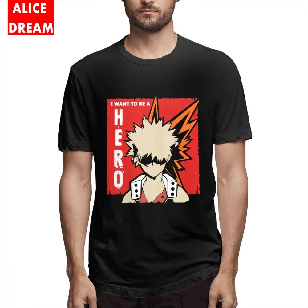 100% толпа Психо футболка для мужчин я хочу быть героем Bakugou Ретро органический