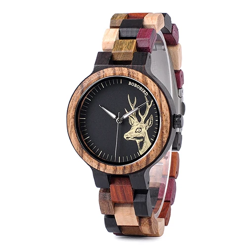 BOBO BIRD Роскошные влюбленные деревянные часы для мужчин и женщин ручной работы Кварцевые наручные часы Идеальные подарки пункт relogio masculino - Цвет: Women