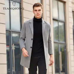 TIAN QIONG 2019 Новое поступление зимняя высококачественная шерстяная мужская куртка из овечьей шерсти, повседневное Мужское пальто, длинный