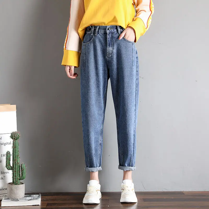 Vintage Plus Size Mom Jeans Casual High Waist Jeans Femme Denim Harem Pants Elastic Streetwear Boyfriend Jeans For Women Q1370 Vintage Plus Size Mom Jeans Casual High Waist Jeans Femme Denim Harem Pants Elastic Streetwear Boyfriend Jeans For Women Q1370