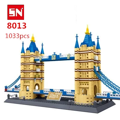 

Free Shipping,Compatible With Legao Assembles Particles Block Toys,1033 pcs bricks,London tower bridge construction model 8013