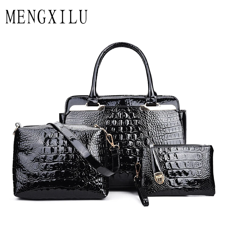 

MENGXILU Fashion Alligator Composite Bag Women Crossbody Bags For Women Luxury Handbags Women Bags Designer 3 Pcs Sac A Main New