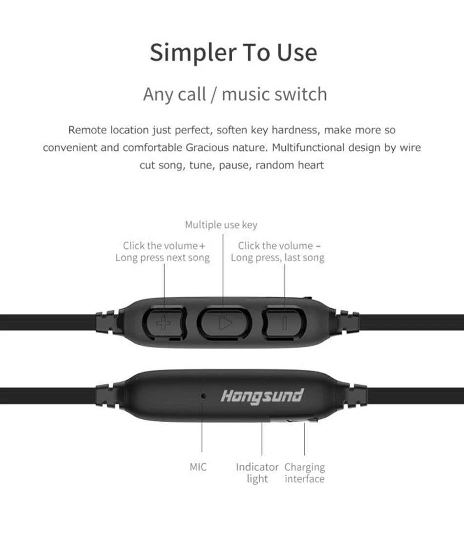 HS1 наушники IPX5 водонепроницаемые магический магнит притяжение Bluetooth 4,1 спортивные наушники с микрофоном Hongsund 12h говорящие