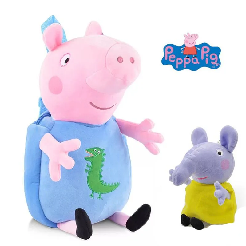 2 шт. Подлинная Peppa Свинья 44 см сумка + 1 шт. кукла малыш милые сумки рюкзак детский сад плюшевые мультфильм мешок Горячая Распродажа большая