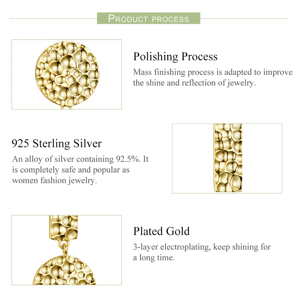 BISAER, 925 пробы, серебристый, шикарный, золотой цвет, Круглый, геометрический асимметричный, висячие серьги для женщин, модные ювелирные изделия, Brincos GXE533