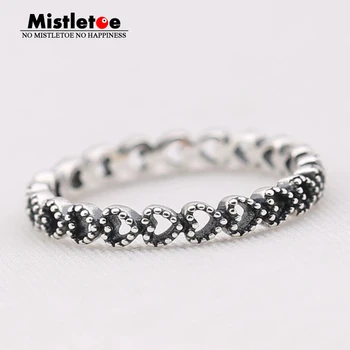 

Genuine 925 Sterling Silver Linked Heart Ring Compatible with European Women Jewelry