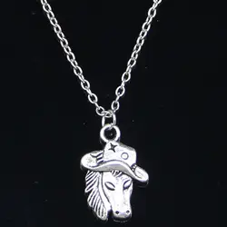 5 шт. Новое модное ожерелье 23x16 мм лошадь в ковбойской шляпе Серебряные Подвески Короткие Длинные женские мужские ожерелья подарок