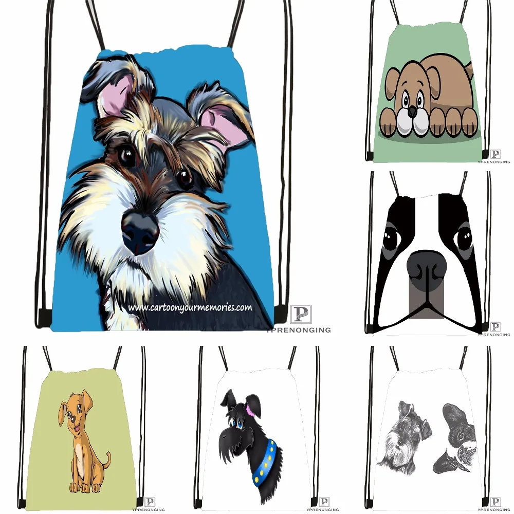 Custom Bathe Schnauzer Step Drawstring Backpack Bag Cute Daypack Kids Satchel Black Back 31x40cm 180531 03