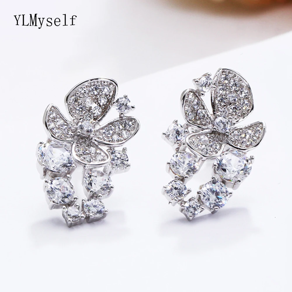 Beautiful White Earrings Flower design Trendy Jewelry New Fresh Young Female Accessories Birthday gift for Daughter Drop Earring