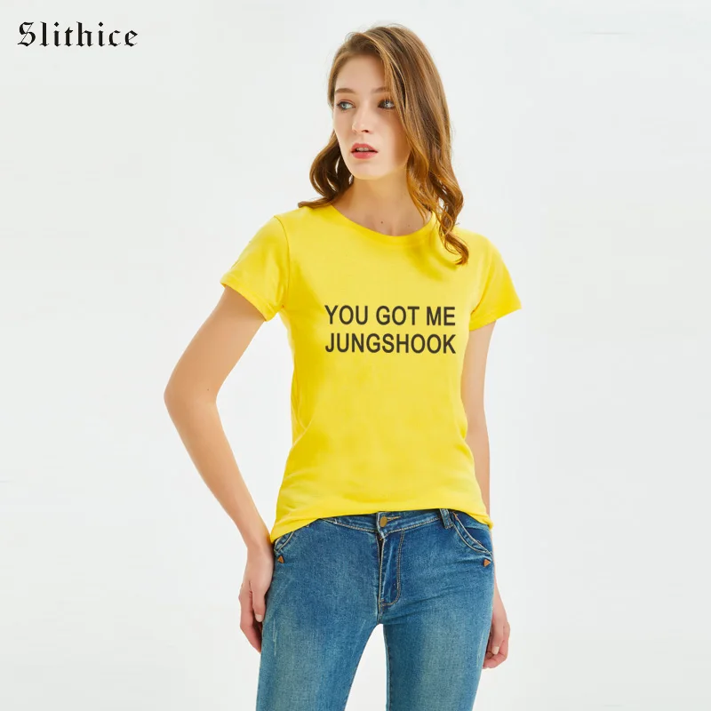 Slithice You got me Jungshook футболка Топы летняя рубашка футболки harajuku повседневная женская