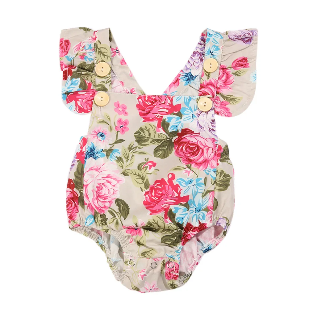 Baby Floral Halter Romper Newborn Infant Baby Girls Clothes Flower