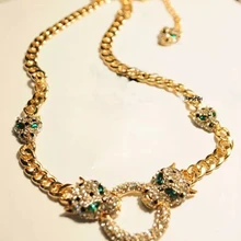 Супер крутое хрустальное ожерелье с леопардом, ожерелье с тигром, ювелирные изделия