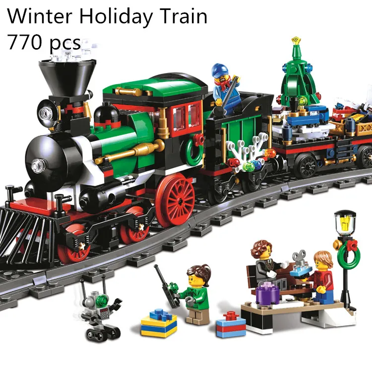 

CX 36001 770Pcs Model building kits Compatible with Lego 10254 Christmas Winter Holiday Train Set Children Building Block Bricks