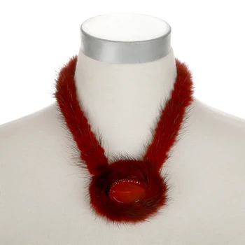 

Top Quality Full Mink Fur Choker Necklaces Handmade Sweater Chain Resin Round Pendants Winter Chunky Necklaces Jewelry