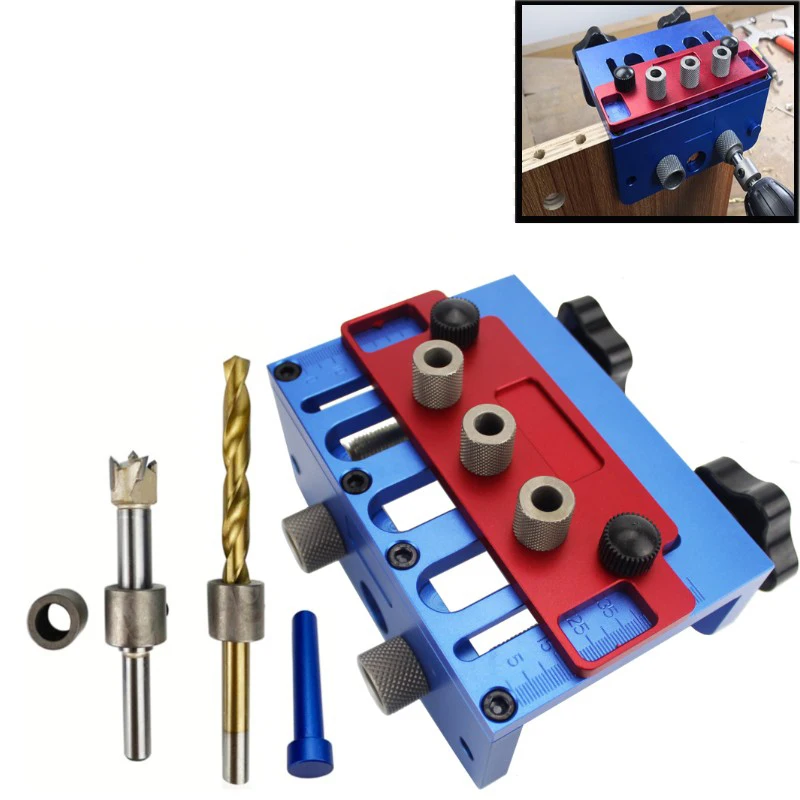 Pocket Hole Drill Guide Dowel Jig Set 3 In 1 Drill Guide Set Locator Woodworking Locate Punch