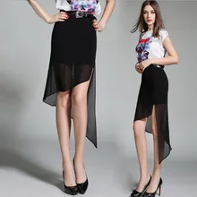 Летние Новые Сексуальные Шифон Разделение асимметричный нерегулярные выдалбливают шаг тонкий Высокая Талия марли хип юбки