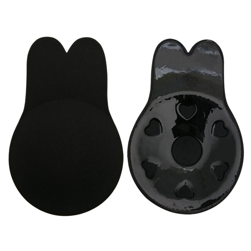 

2 Pairs Enhancer Reusable Nipple Cover Chest Sticker Rabbit Ear Shape Silicone Strapless Clubwear Sexy Breast Lifting Stable
