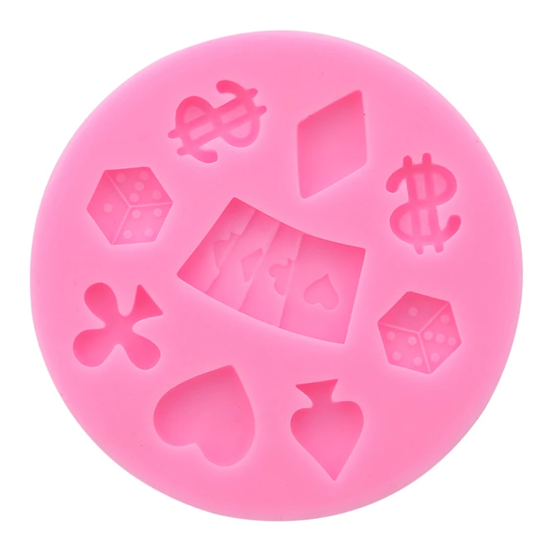 Pink Poker Dice Cake Mold Chocolate Fondant Candy Clay Tools DIY Decoration Festival Birthday Silicone Mold Kitchen Baking Tools