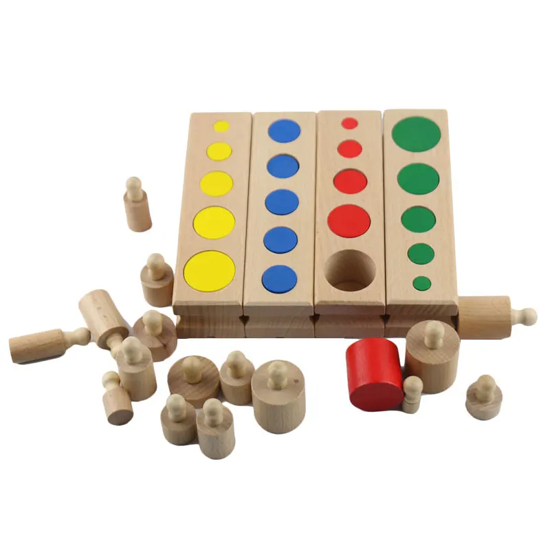 

Montessori Sensory Toys Educational Toys Colorful Cylinder Set Beech Wood Multicolor Blocks Math Teaching Toys E2464H