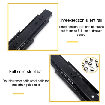 

2 Pcs Ball Bearing Side Mount Drawer Slides Mute Soft Close Rail Rack Hardware TN88