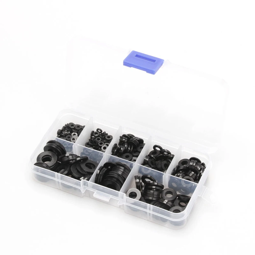 

500pcs Portable Nylon O-Ring Assortment Washer Plated Flat Spacer High Temperature Resistance Insulation Nylon Ring Kit 7 Sizes