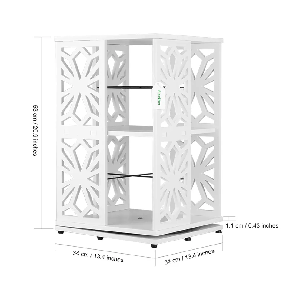Finether 2-Tier Modular 360 Degree Swivel Rotatable Cut-Out Wood Plastic Composite Shelf Unit Bookcase Storage Organizer5