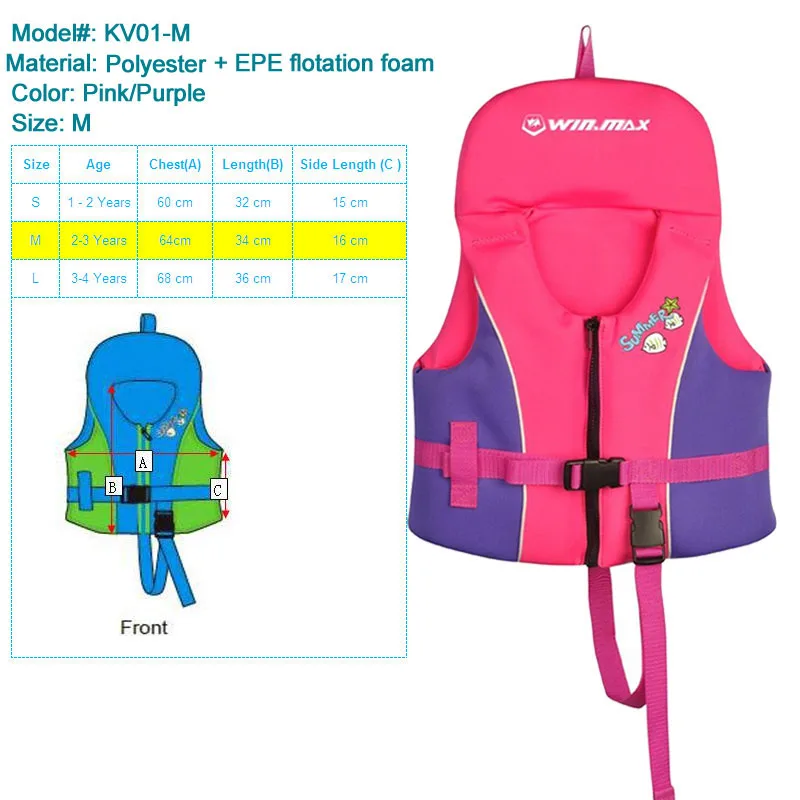 Купальный жилет для детей, начинающих плавать, базовая Спасательная куртка для малышей, детей, неопреновый напечатанный купальник, Flotation w/ремень безопасности - Цвет: KV01M