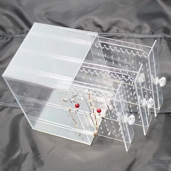 

Clear Ladies PS Material Jewelry Display Holds Up Earrings Earring Holder And Jewelry Organizer Earring Showcase Stand Box