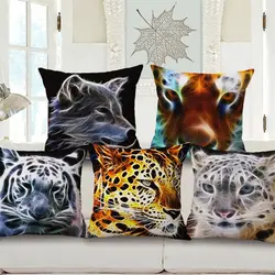 Тигр Лев волк Leopard 3D животного Чехлы для подушек Домашний Декор Винтаж Кровать Декоративные Подушки Детские Чехлы для мангала для дивана