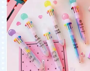 

candy color ball account pen Multicolor press ballpoint pen color ballpen school prize stationery student ballpoint pen 36pc/lot
