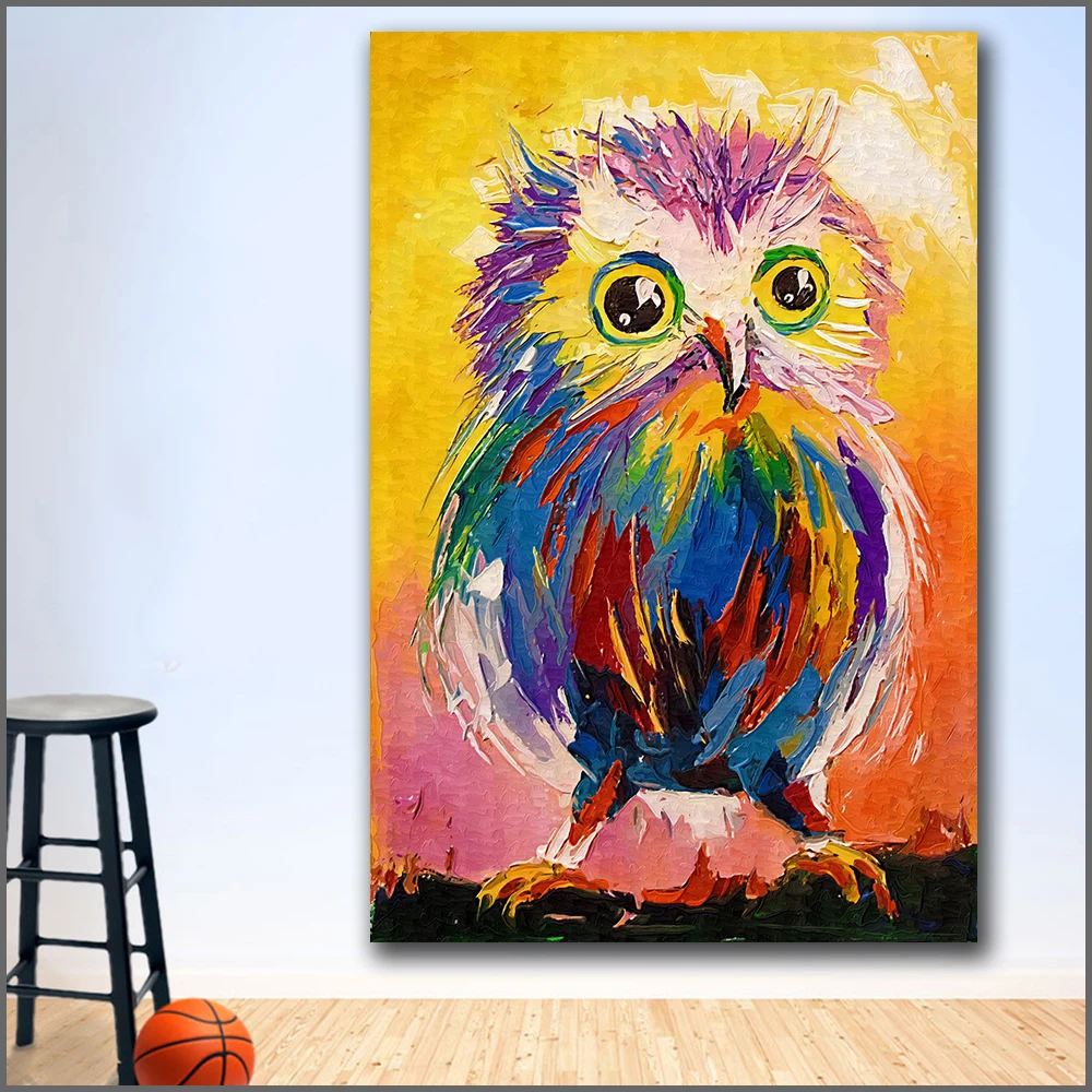 Buy Printing Animal Little owl abstract painting Wall Art Picture Home Decor