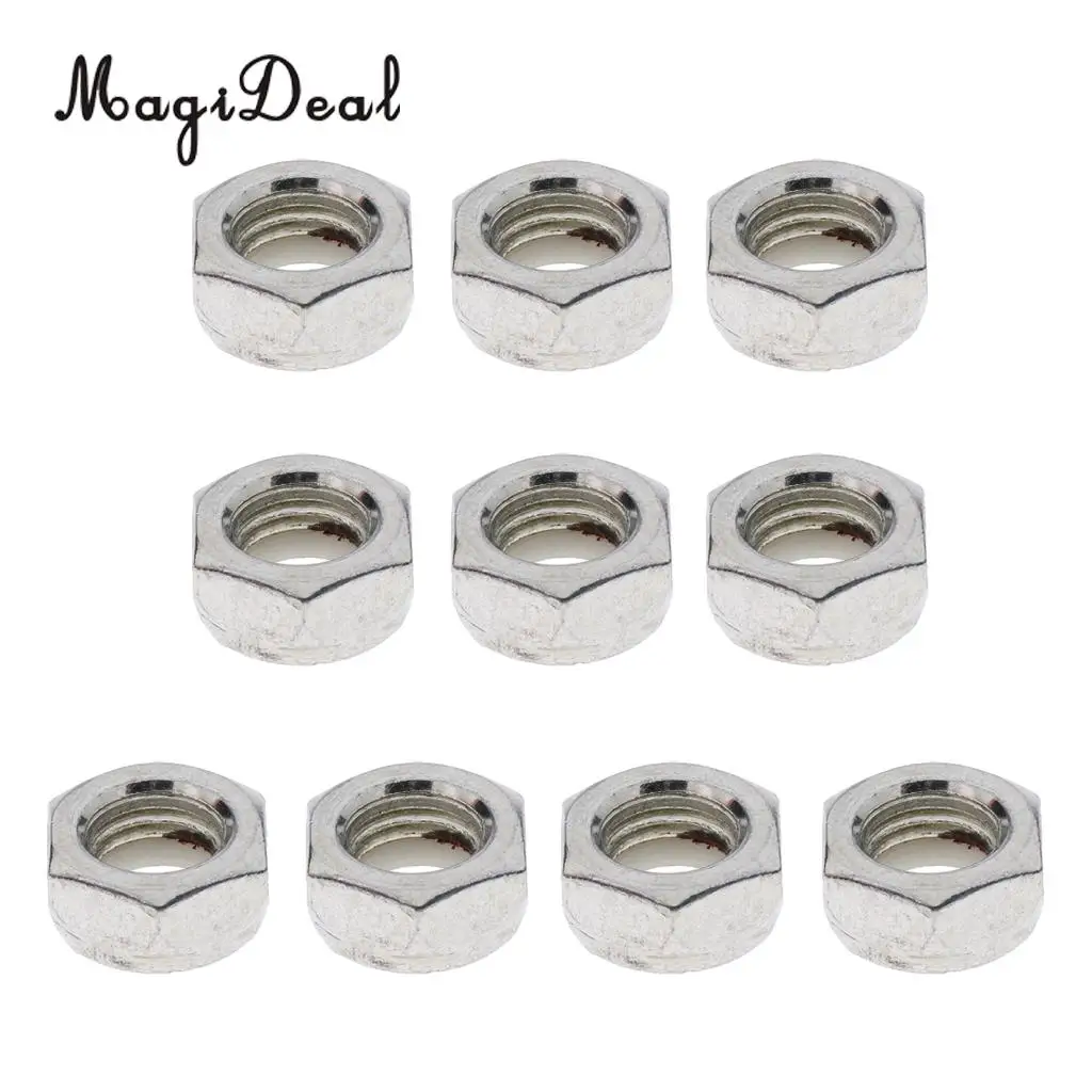 MagiDeal 10pcs Skateboard Truck Wheel Axle Mounting Screw Hex Nuts Replacement Longboard  Hardware Accessories